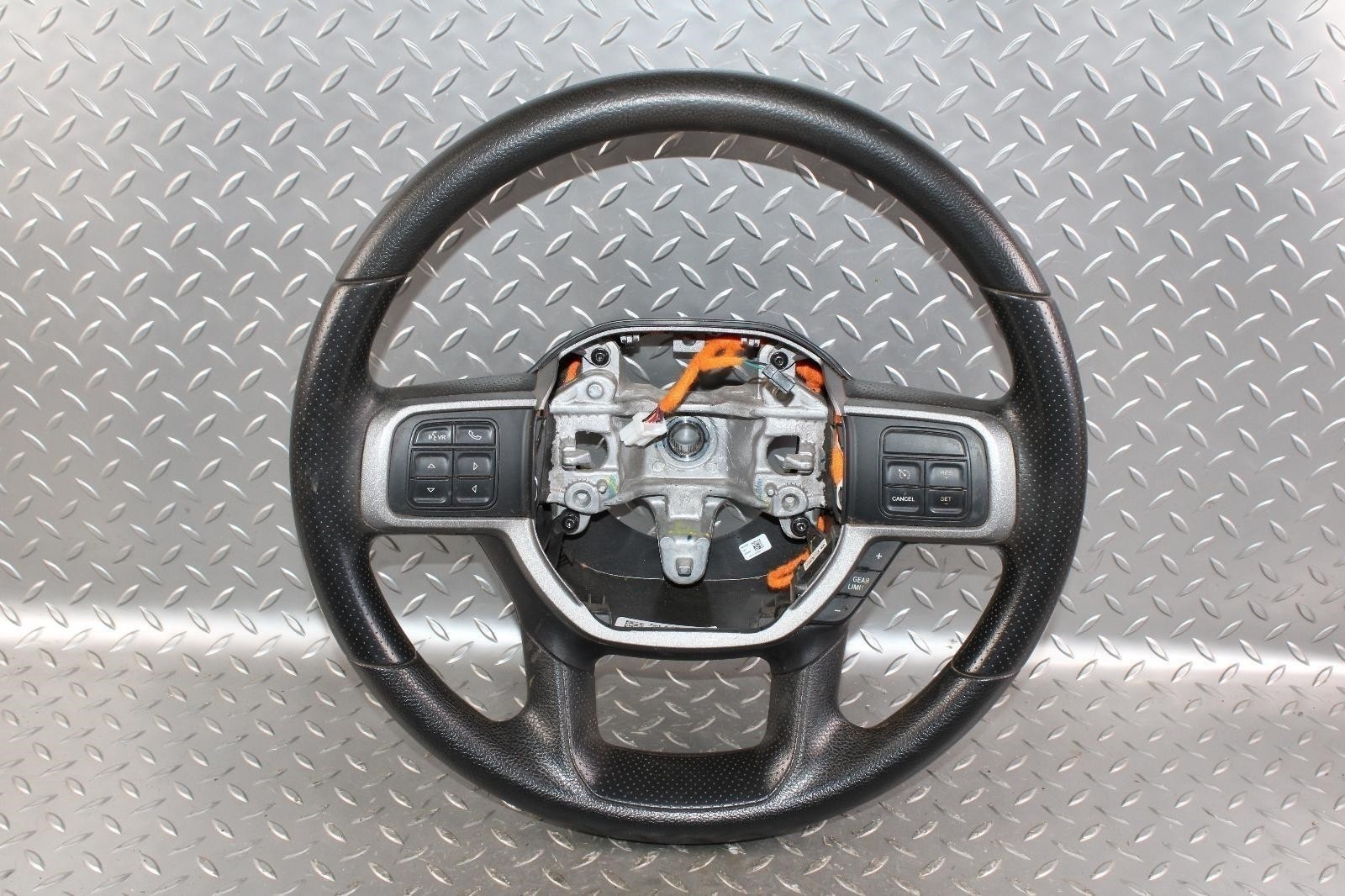 19-24 Ram 2500 Black Leather Driver Column Steering Wheel Heated w/ Switches OEM