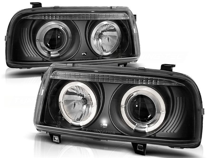 Angel style Black Smoked Chrome Headlights VW VENTO 01.92-08.98