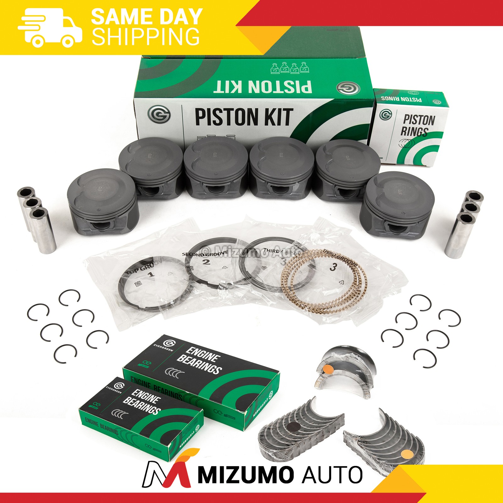 Pistons Main Rod Bearings Fit 06-09 Buick Chevrolet GMC Isuzu Oldsmobile 4.2L