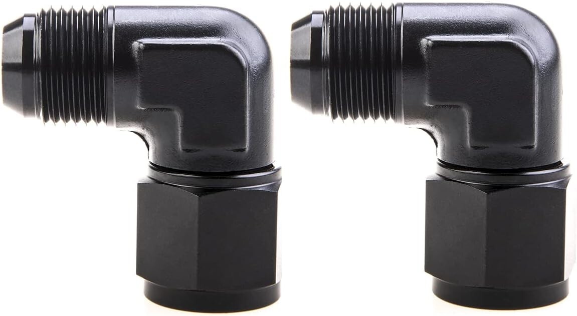 10AN Female to 10AN Male Flare 90 Degree Swivel Hose Fitting Adapter Black 2Pcs 10AN Female to 10AN Male Flare 90 Degree Swivel Hose Fitting Adapter Black 2Pcs