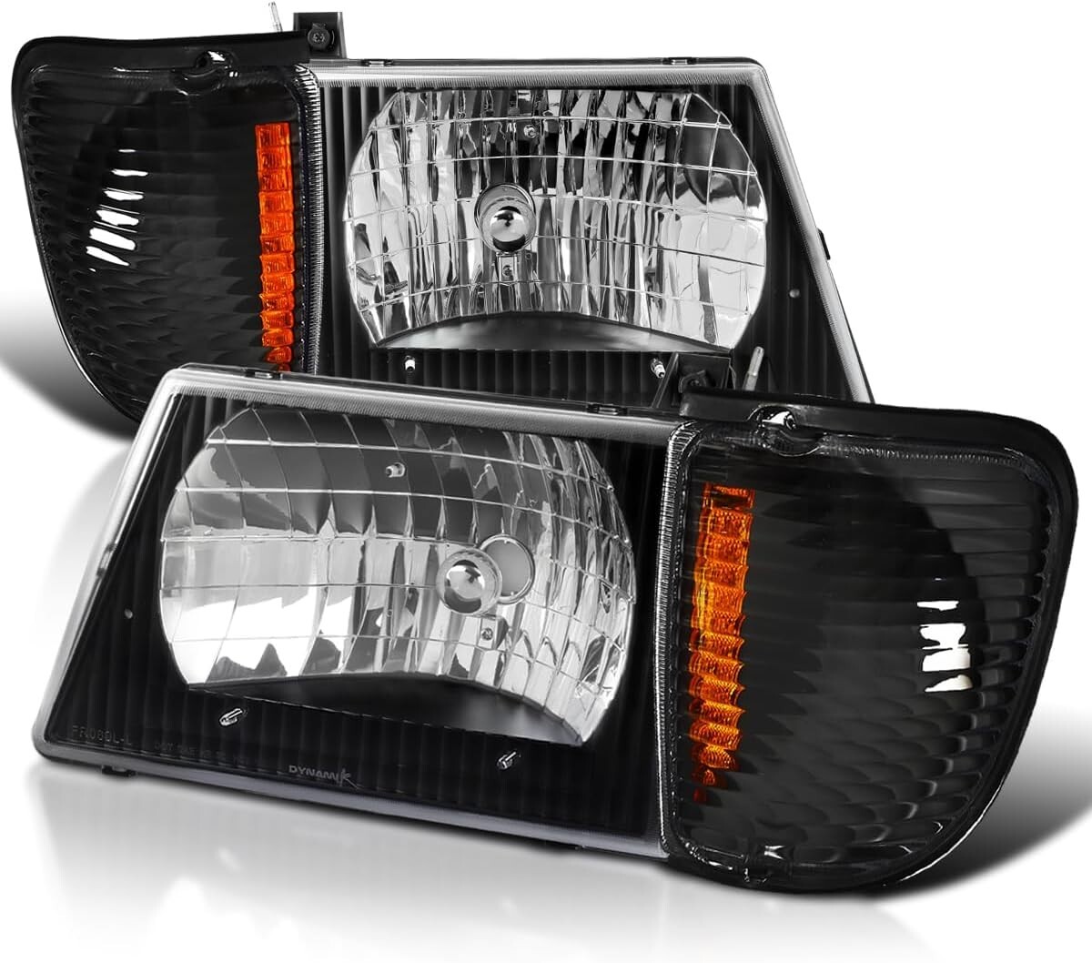 Black Fit 1992-2007 Ford Econoline E150 E250 Headlights+Corner Parking Signal