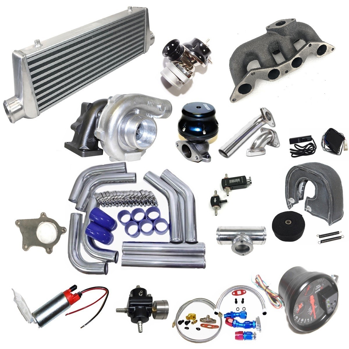 (19 pcs)T3/T4 Turbo+Manifold for 2001-2005 Civic D17 1.7L SOHC with T3 Flange