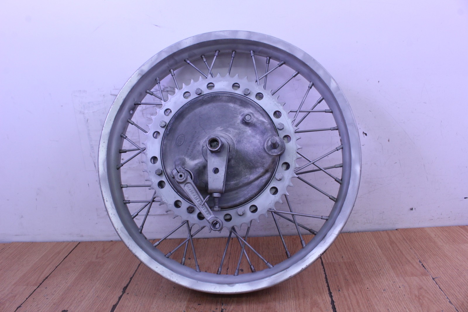 1981 KTM 495 Rear Wheel with Brake Hub Axle New Brake Shoes Bearings