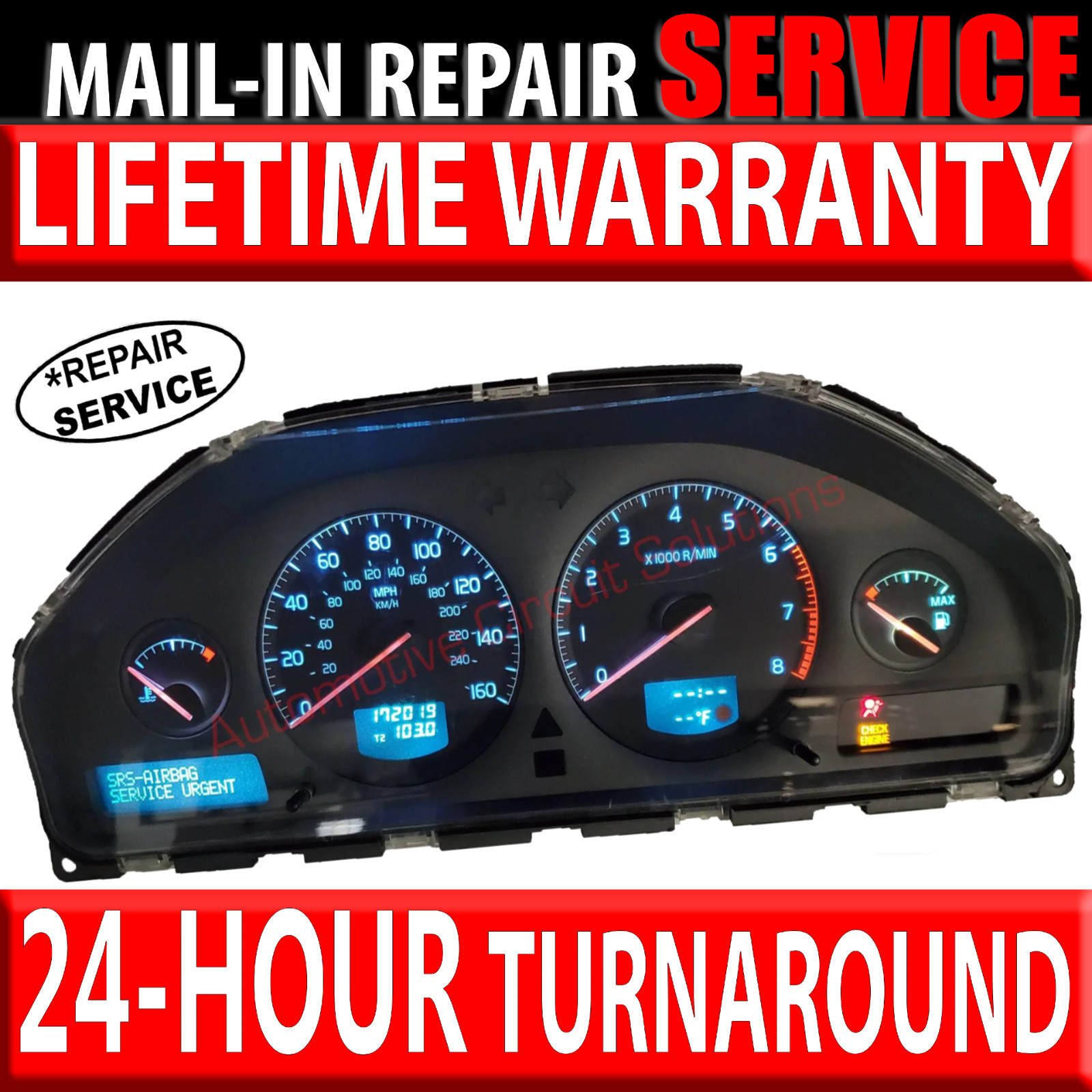 VOLVO Speedometer Cluster DIM FULL - S60 S80 V70 XC70 [REPAIR SERVICE]