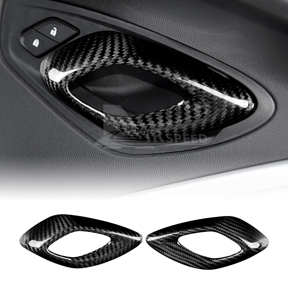 REAL HARD Carbon Fiber Door Handle Panel Cover Black For Chevrolet Camaro 16-23