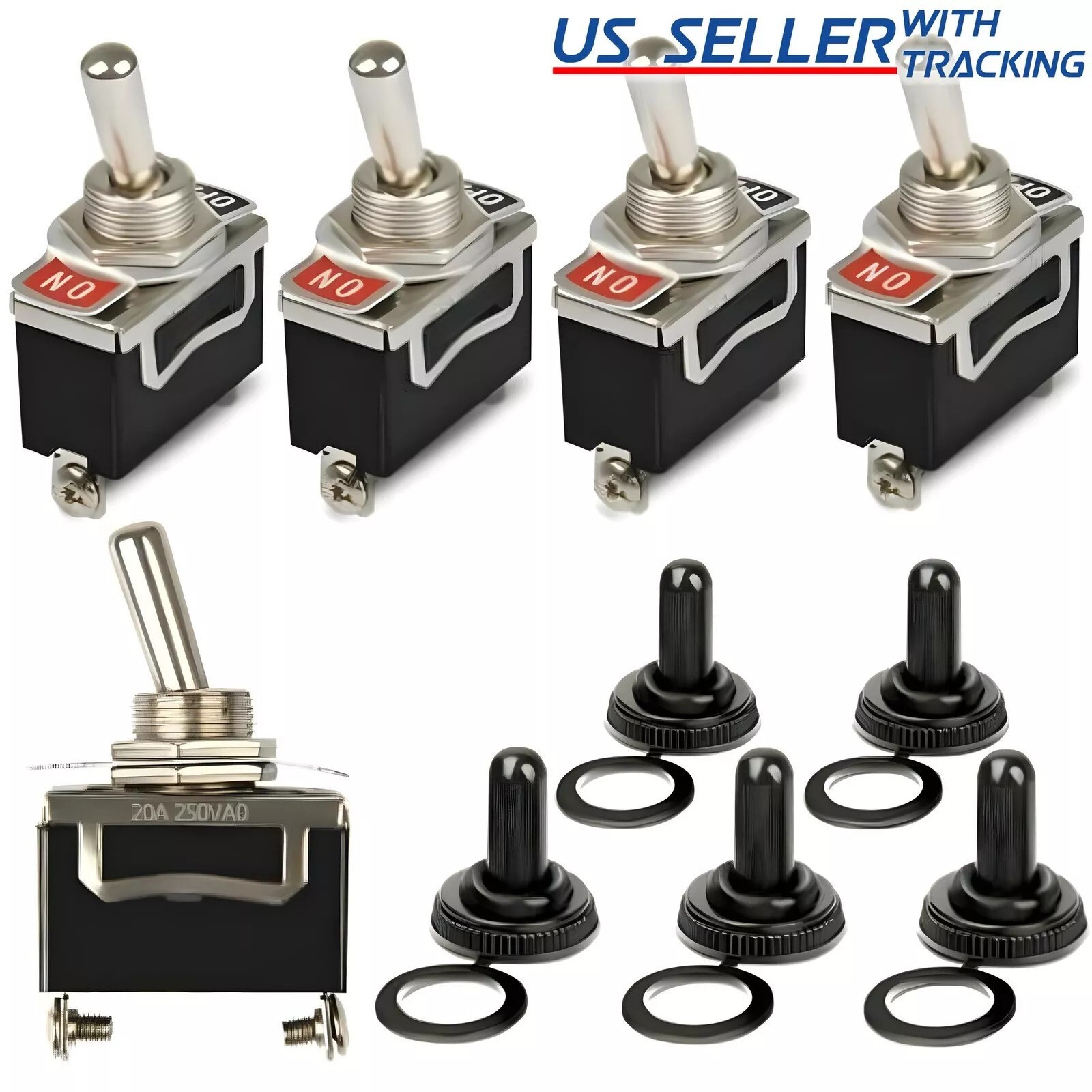 5pcs 12V SPST Toggle Flick Switch WATERPROOF For Marine Car Dash Light ON/OFF