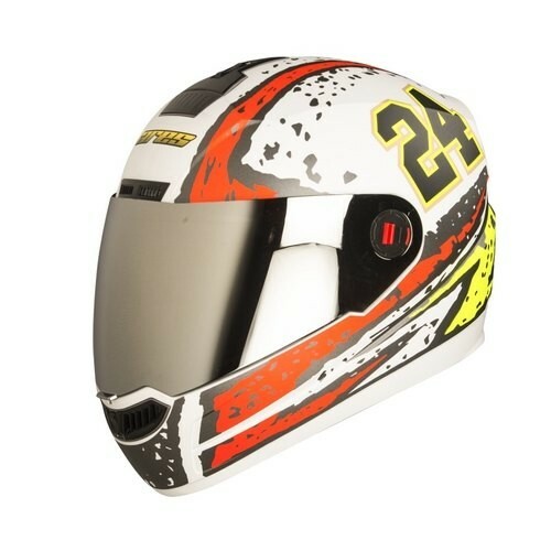 Steelbird Air Rage Glossy White Red Yellow Silver Visor 580mm Helmet ECs