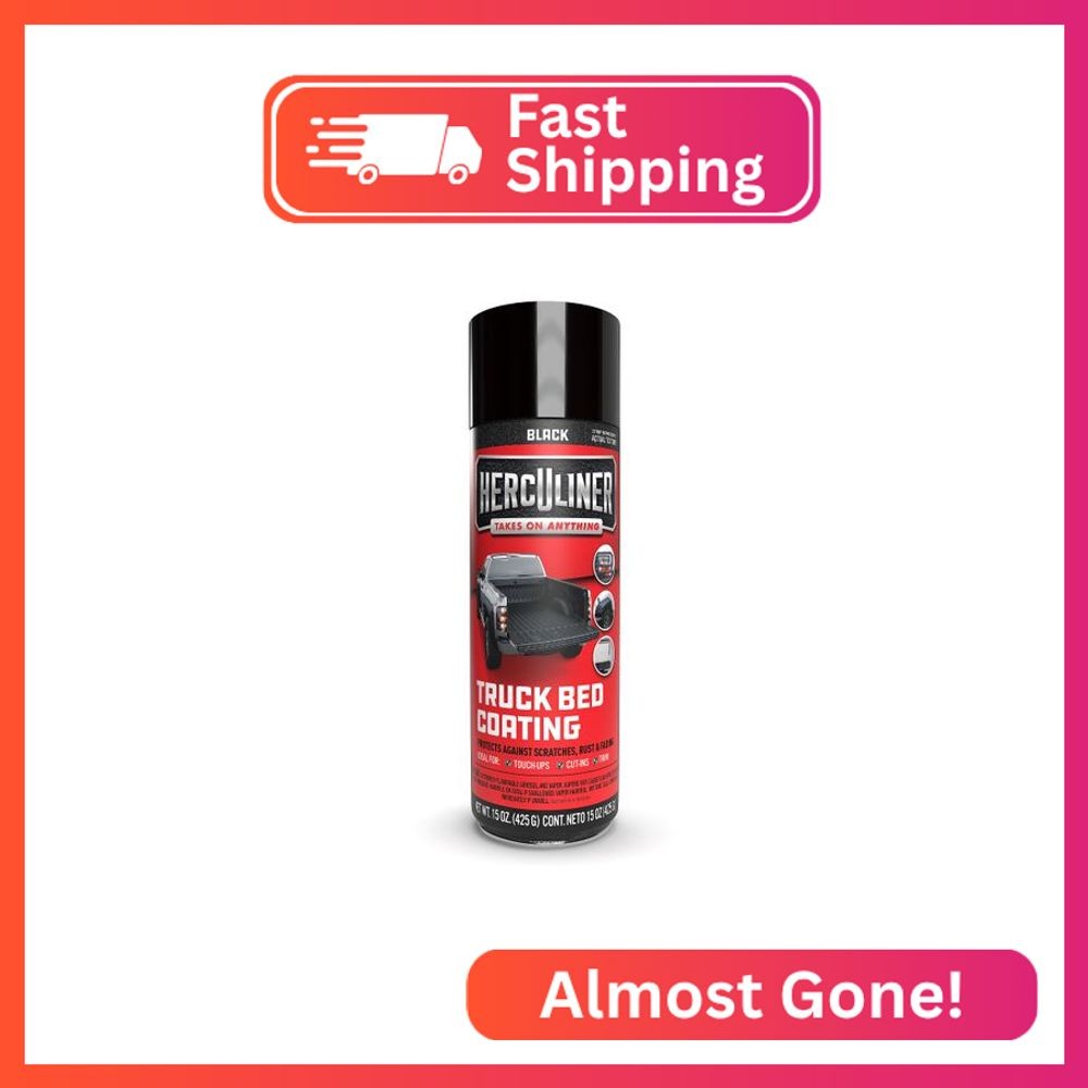Herculiner Aerosol Spray Truck Bed Liner, 15 Ounce Spray Can, Black, Textured, S Herculiner Aerosol Spray Truck Bed Liner, 15 Ounce Spray Can, Black, Textured, S