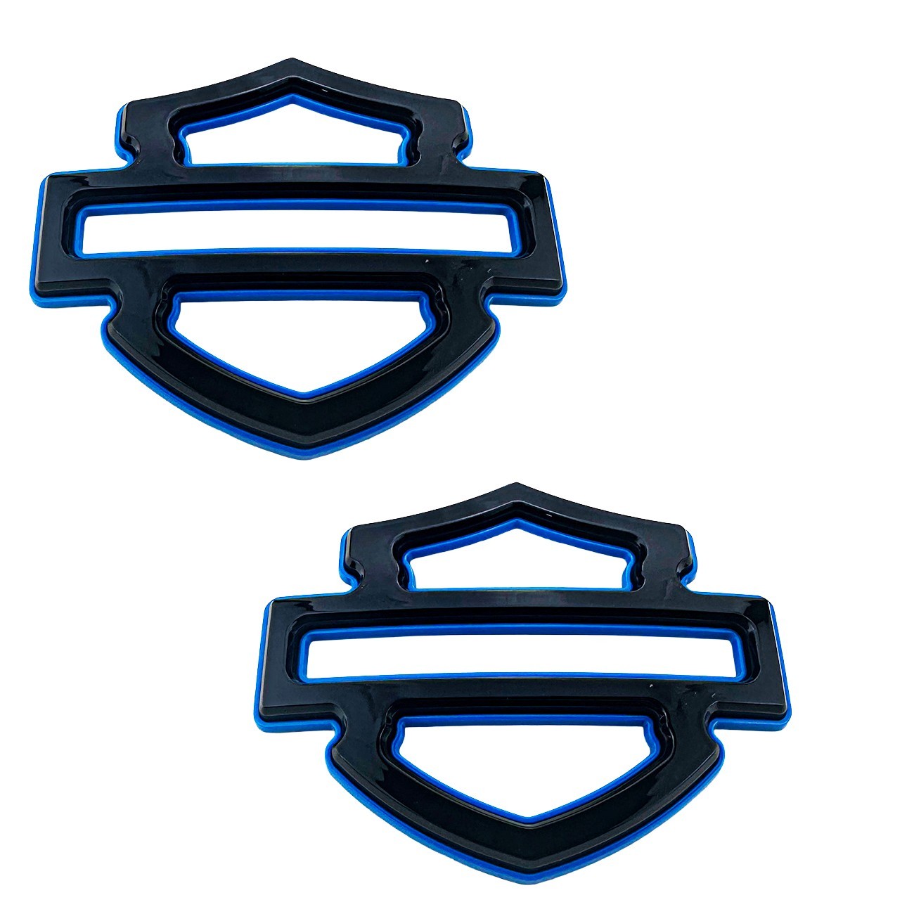 2Pc Custom Tank Emblems Black Blue Double Layer 5 or 6 gal tank CVO 2Pc Custom Tank Emblems Black Blue Double Layer 5 or 6 gal tank CVO