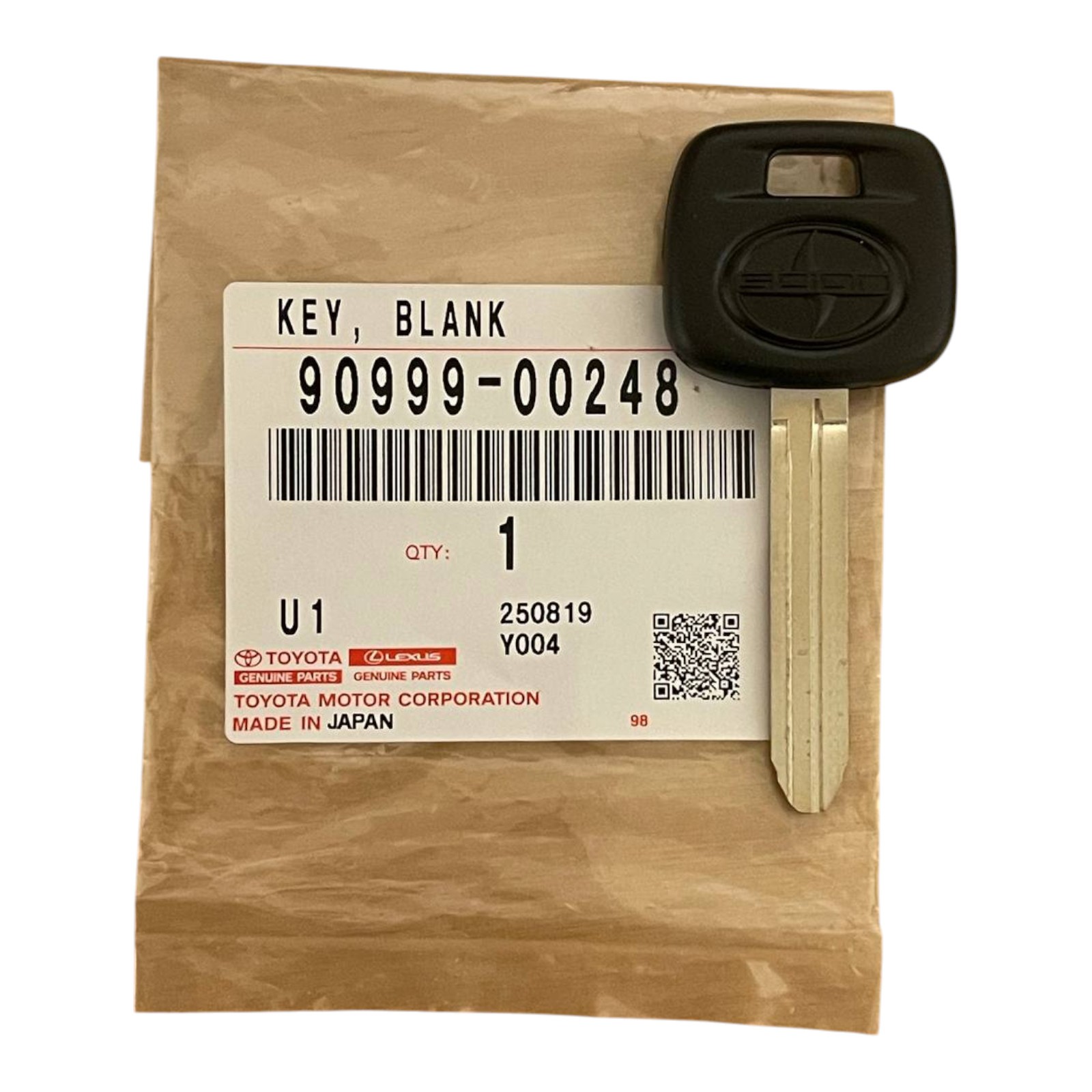 Genuine Toyota Scion Master Key Blank 90999-00248 Uncut Ignition Key Japan Genuine Toyota Scion Master Key Blank 90999-00248 Uncut Ignition Key Japan