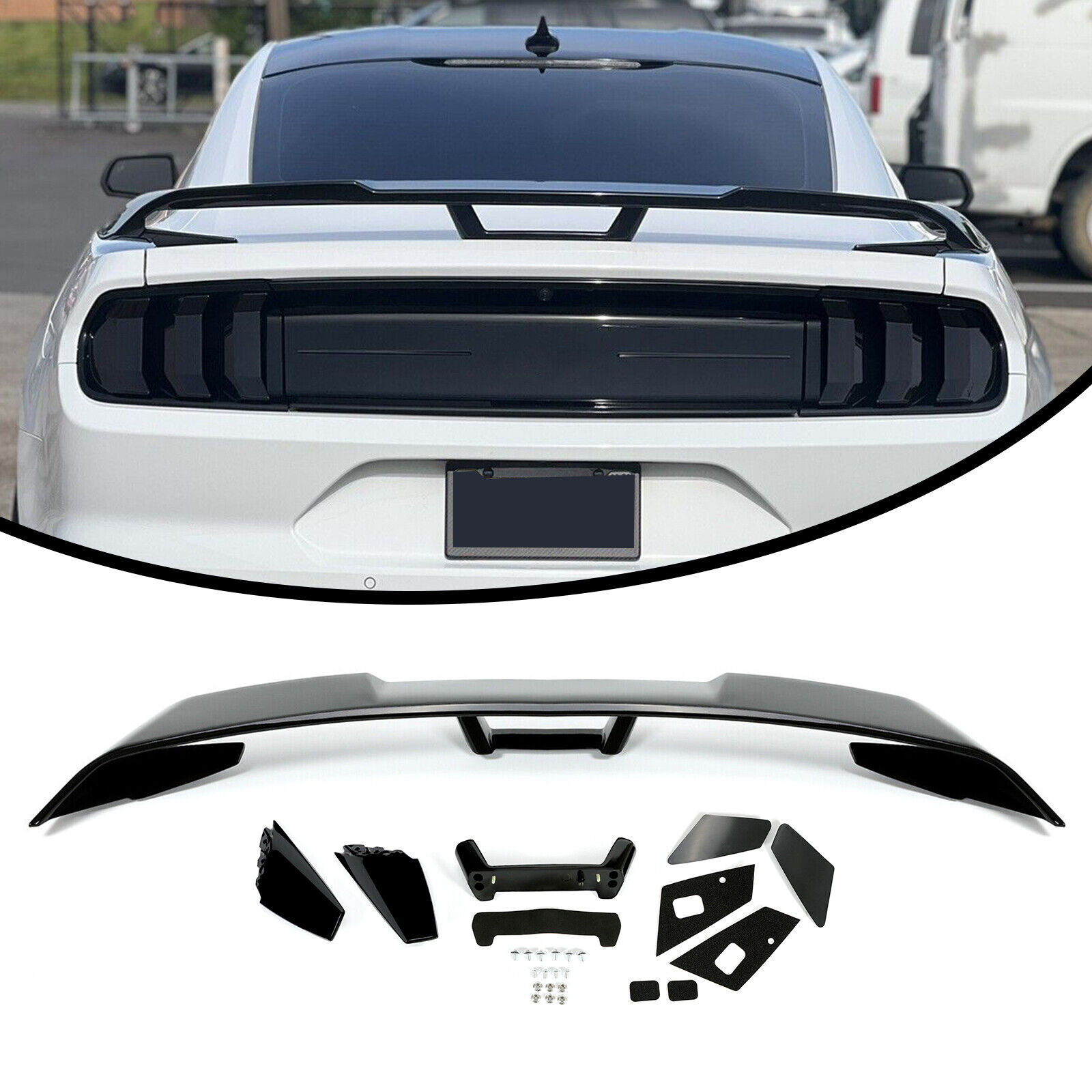 Glossy Black Rear Trunk Spoiler Wing GT-Style For Ford Mustang S550 2015-2022