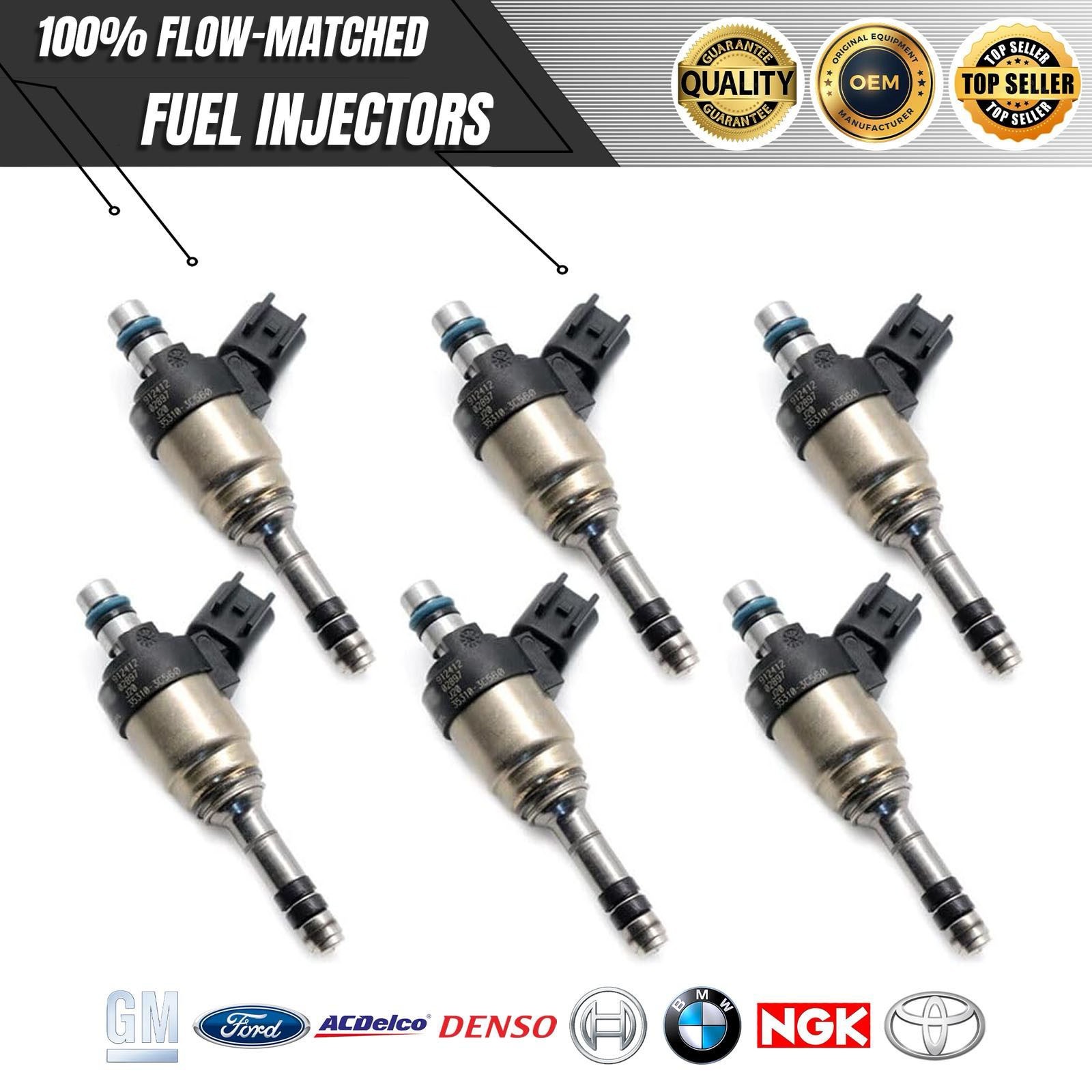OEM 6x New Fuel Injectors Fits 2015-2016 Hyundai For Genesis 3.8L #35310-3C560