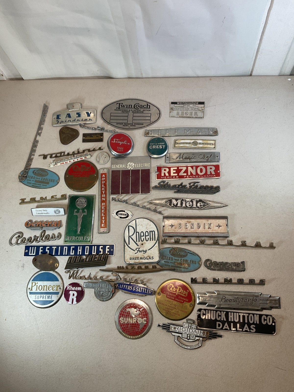 Vintage Lot of 49 Appliance Emblems
