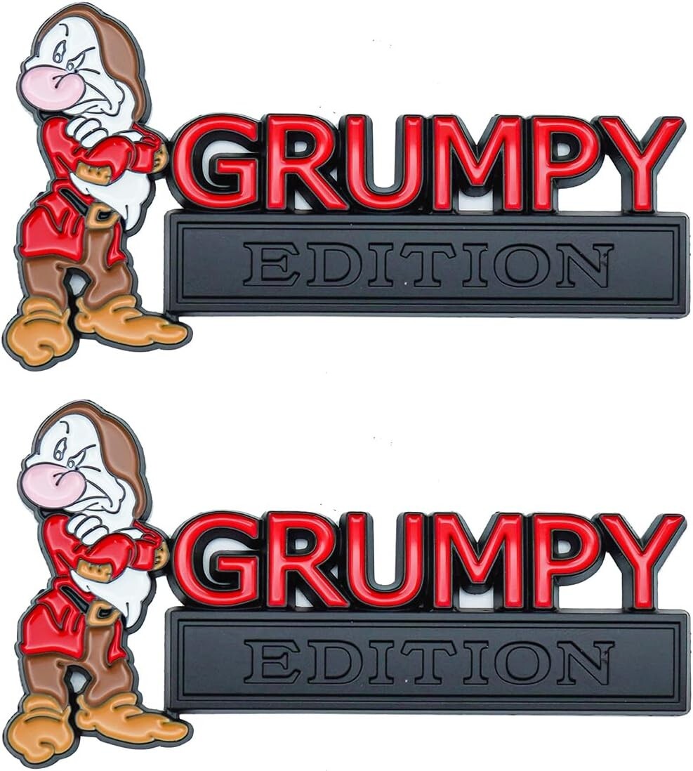 Pair Set Grumpy Edition Emblem 3D Metal Side Rear Badge Nameplate Sticker (Red) Pair Set Grumpy Edition Emblem 3D Metal Side Rear Badge Nameplate Sticker (Red)