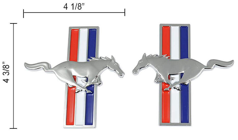 New 2005 - 2014 Ford MUSTANG Running Horse Chrome Fender Tri Bar Emblems Pair New 2005 - 2014 Ford MUSTANG Running Horse Chrome Fender Tri Bar Emblems Pair