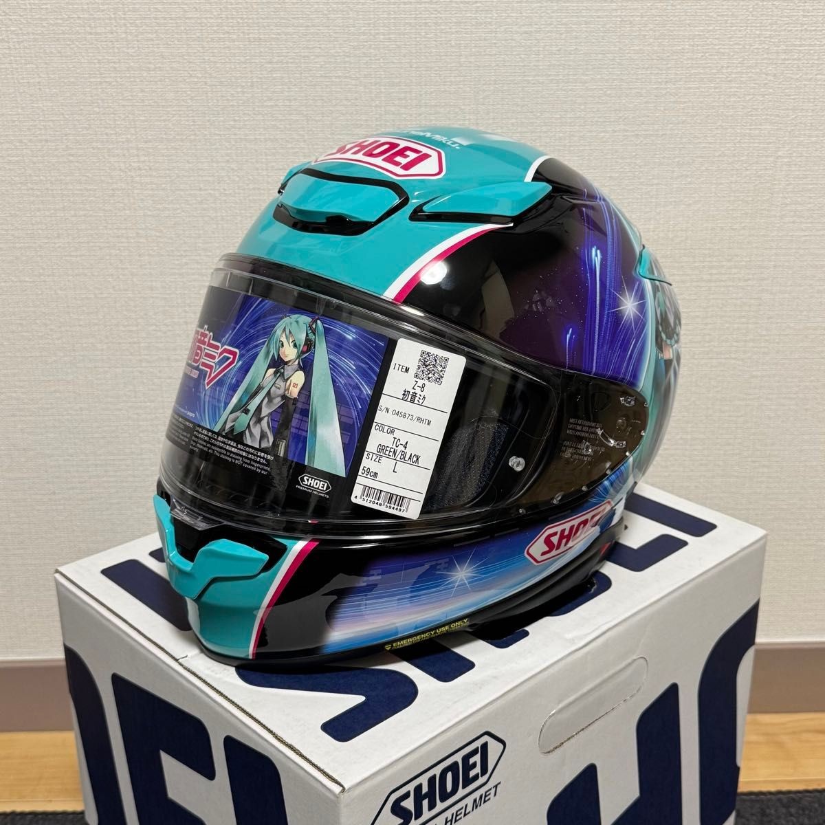 SHOEI Z-8 Hatsune Miku TC-4 Size L 59cm Full Face Motor Cycle Helmet Ltd 