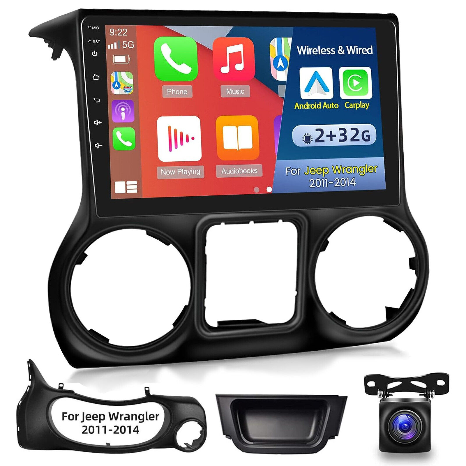 For Jeep Wrangler 2011-2014 Car Radio Android 12 Carplay GPS AHD Backup Camera