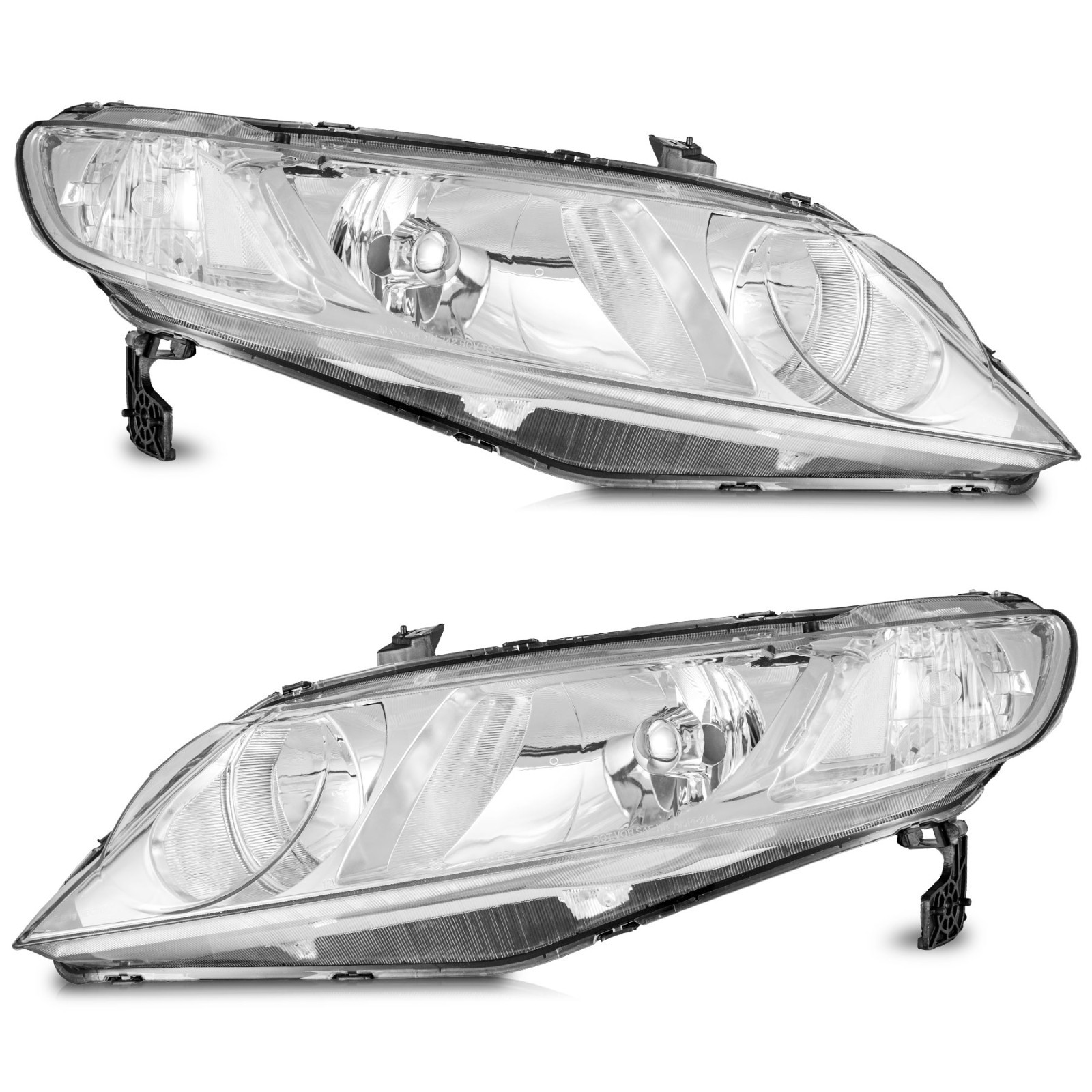 WEELMOTO Pair Headlights For 2006-2011 Honda Civic Sedan 4Dr Chrome Clear Corner WEELMOTO Pair Headlights For 2006-2011 Honda Civic Sedan 4Dr Chrome Clear Corner