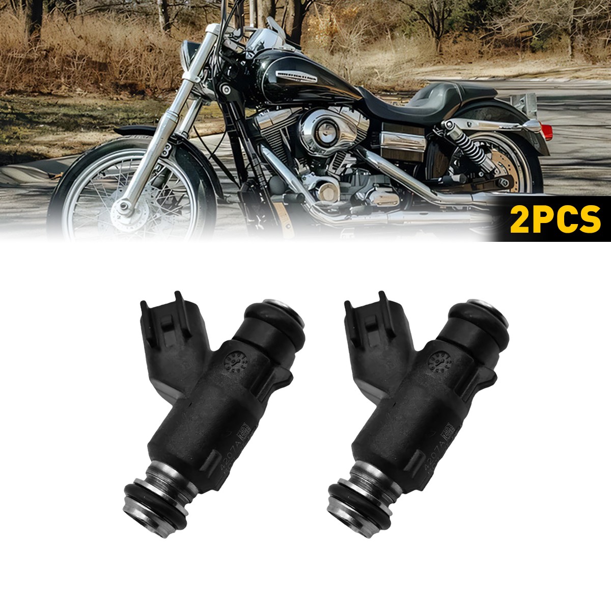 Black Fuel Injectors 27709-06A For 2007-2015 Harley-Davidson Fat Boy FLSTF EXC