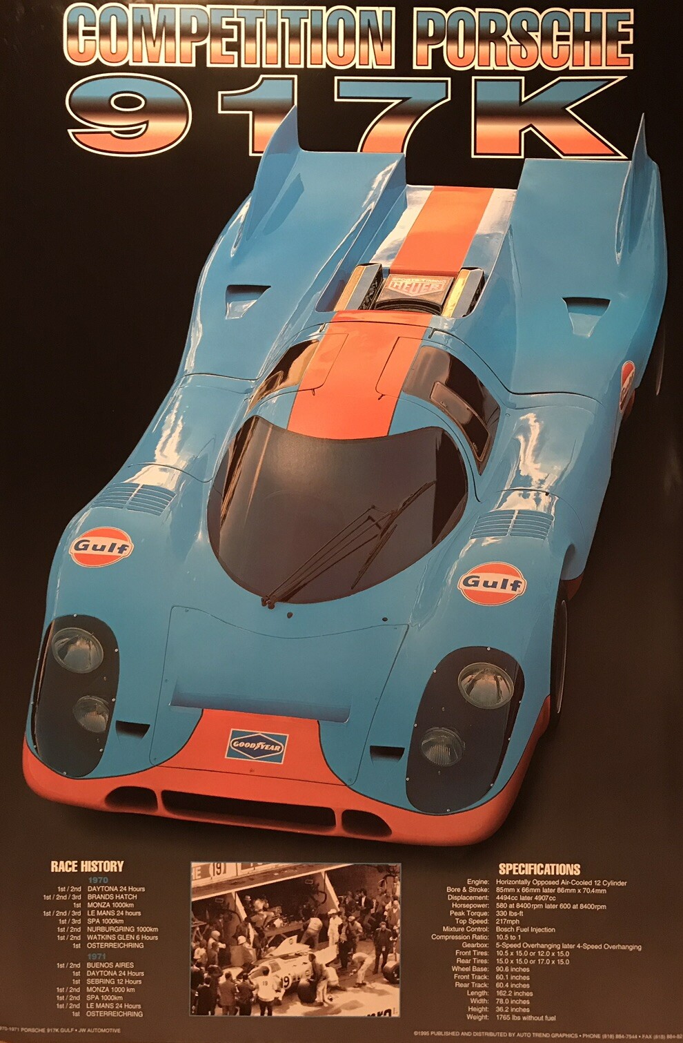 Competition Porsche 917K Original 1980’s Extremely Rare Car Poster Stunning