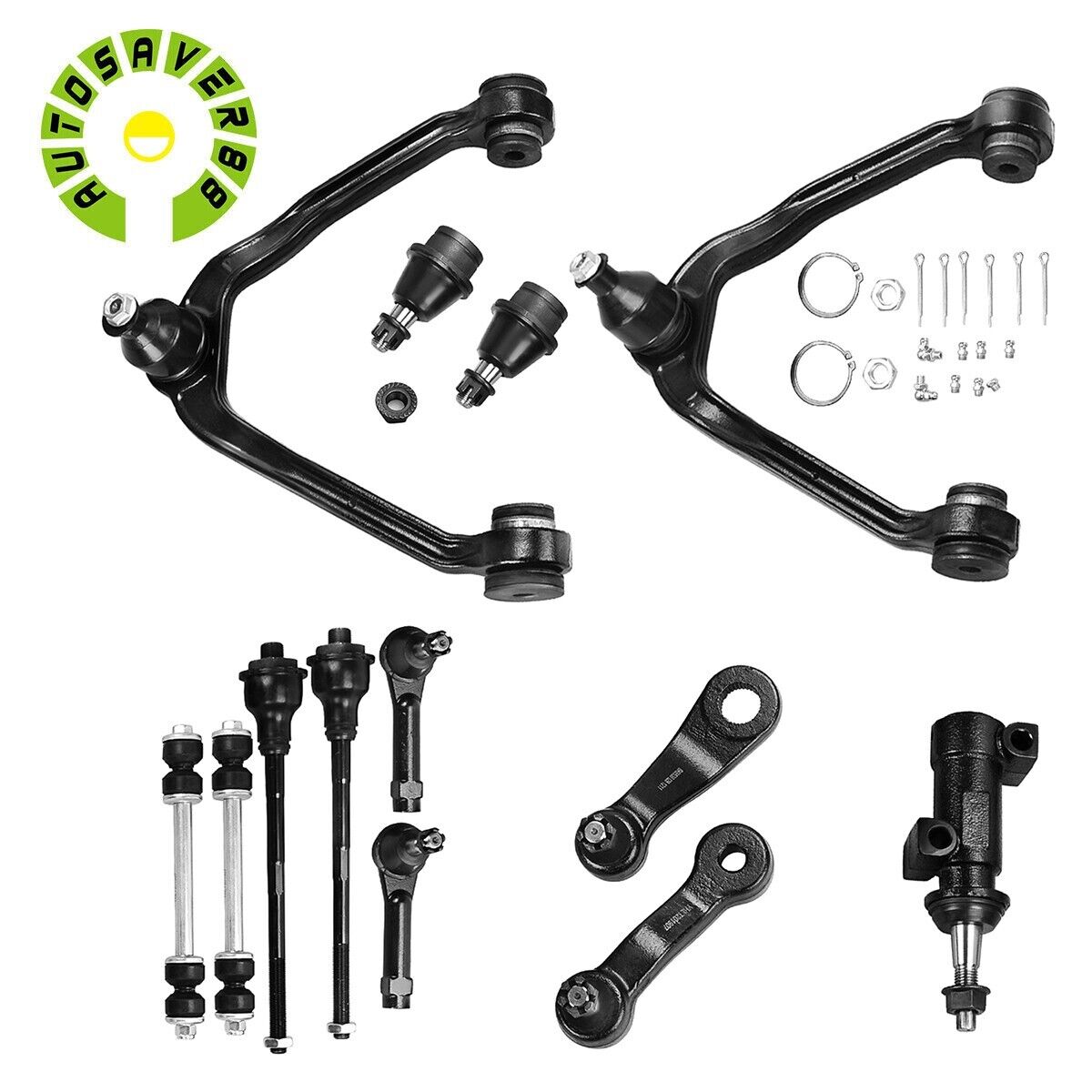 13Pc Front Upper Control Arm & Ball Joints Tie Rods For Chevy Tahoe GMC Yukon