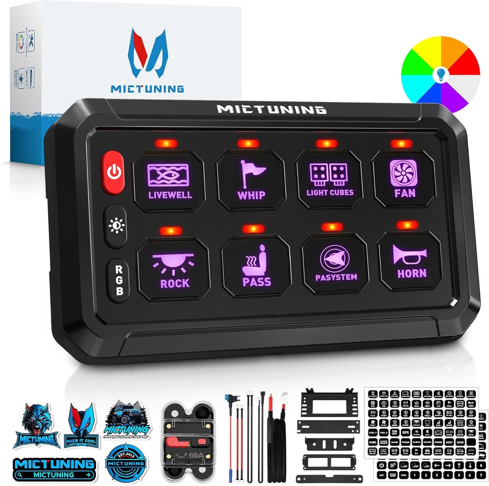 Upgrade RGB 8 Gang Switch Panel LED Touch Switch Led Light Bar Relay Circuit Box Upgrade RGB 8 Gang Switch Panel LED Touch Switch Led Light Bar Relay Circuit Box
