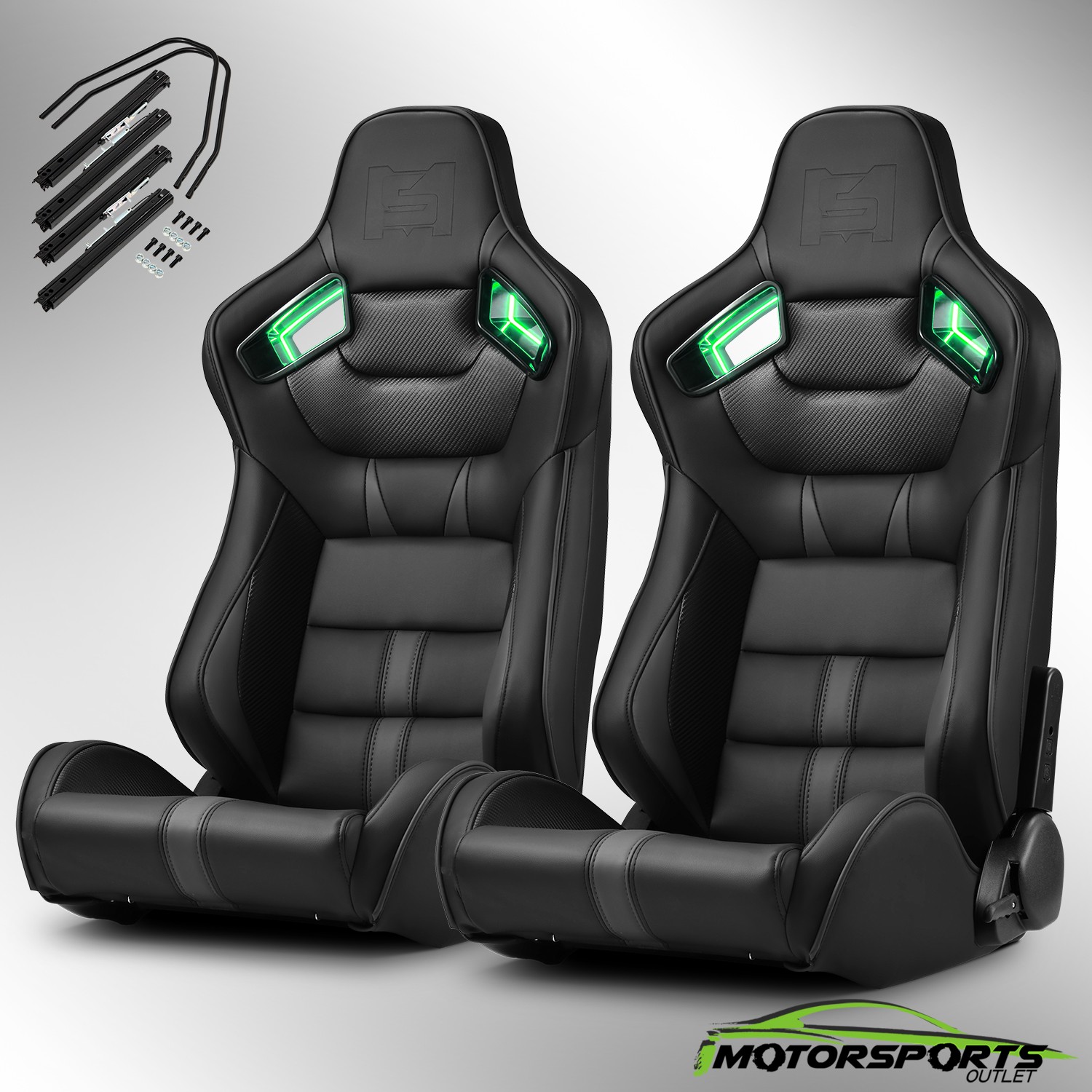 [Noen Racer Series]Black Reclinable PVC Univeral Racing Seats Car Seats Pair