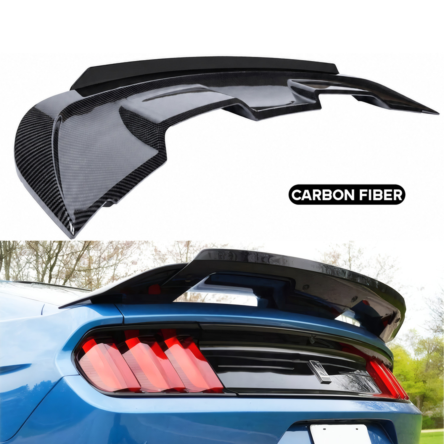 For Ford Mustang Gt Coupe 2015-2023 Carbon Fiber Wicker Bill Trunk Spoiler Wing