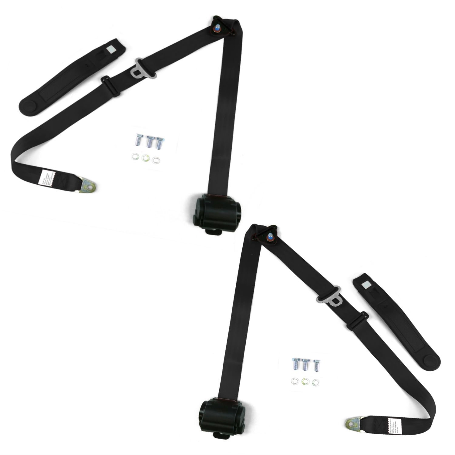 Retro Black Lap & Shoulder Bucket Seat Belts w/Retractors 64-75 GM Cars 1 pair  