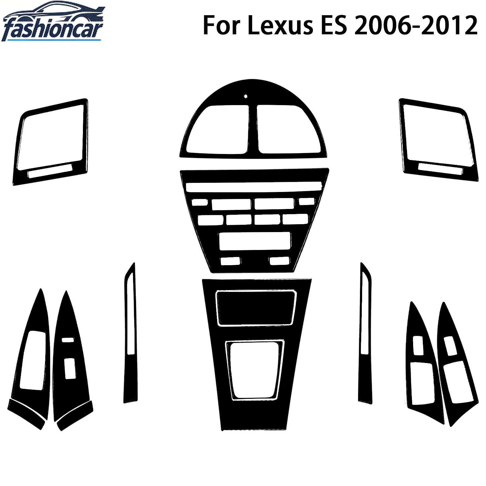 15Pcs Glossy Piano Black Full Interior Trim Kits For Lexus ES ES350 2006-2012