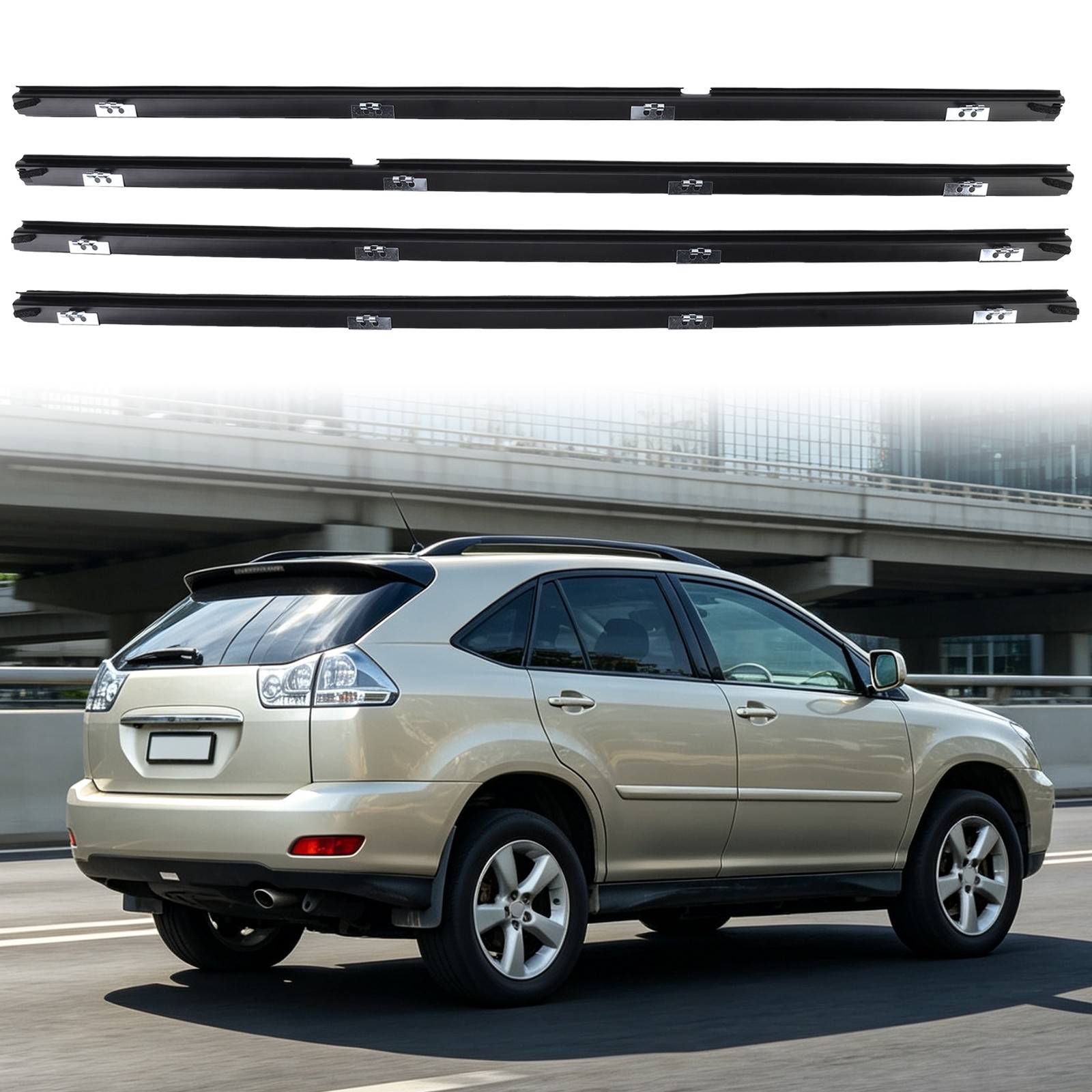 4Pcs Front Rear Window Seal Molding Trim RH LH For Lexus RX330 350 RX400h 04-08