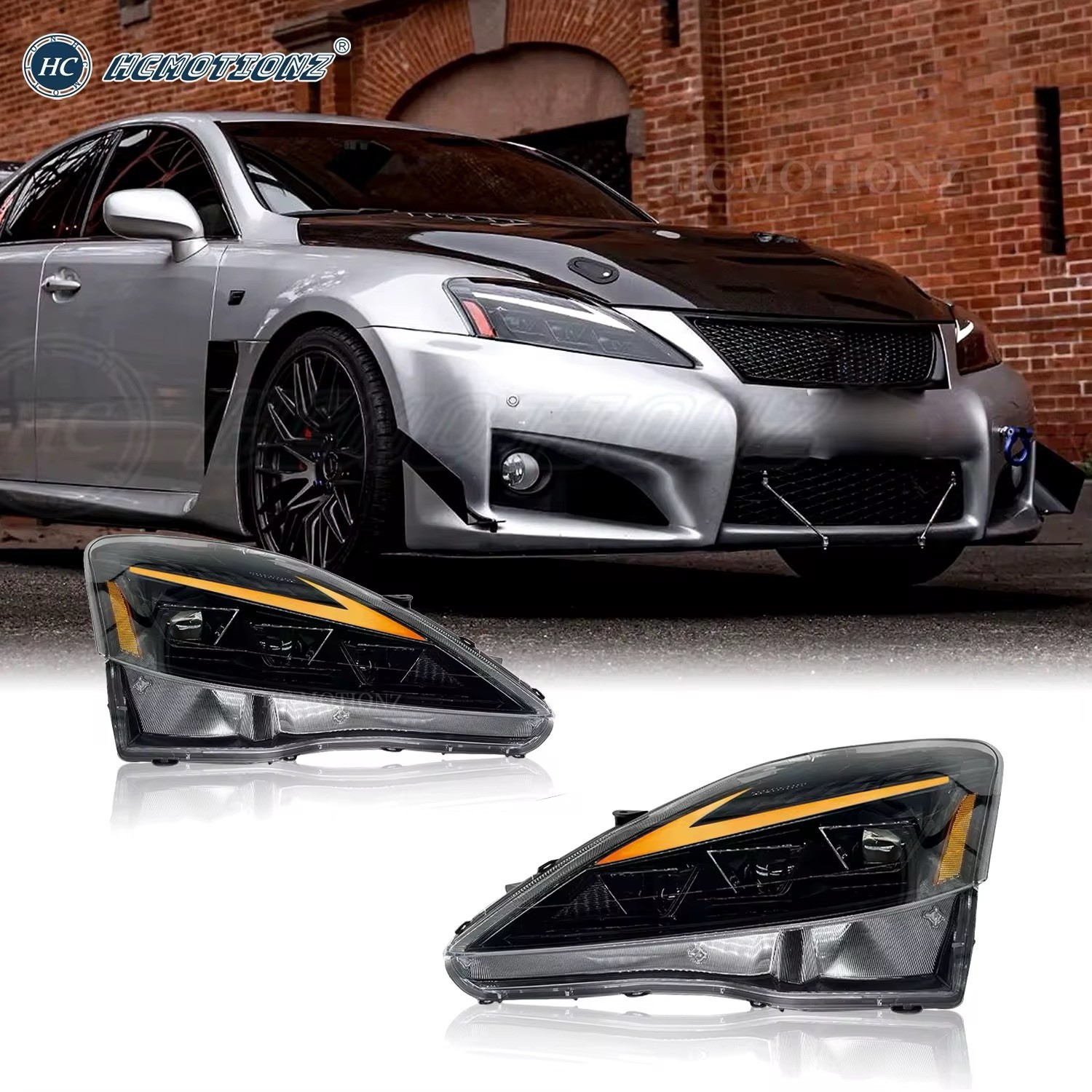LED Headlights For 2006-2013 Lexus IS250 IS350 DRL Sequential Turn Signal Pair