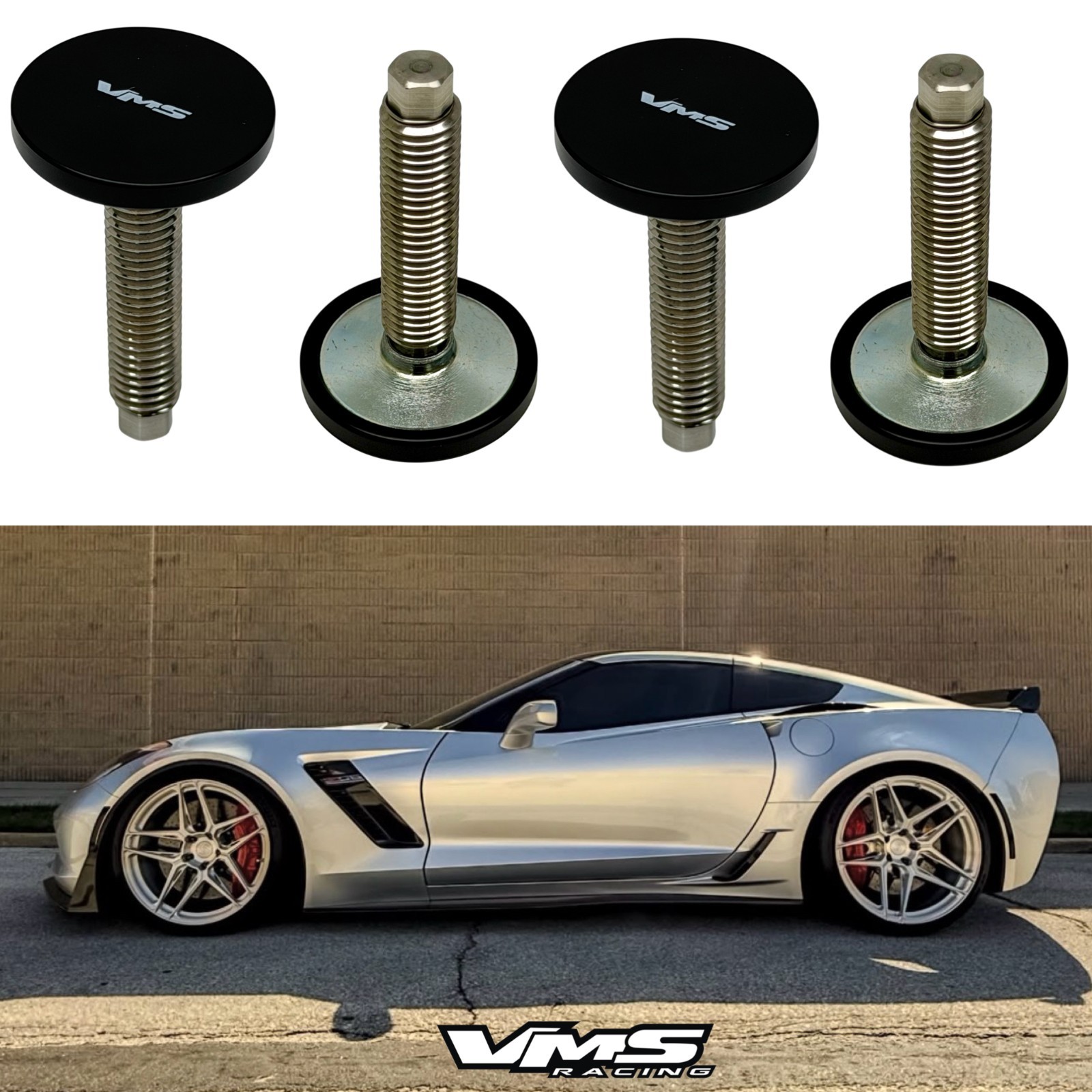 VMS RACING STAINLESS STEEL 4PC LOWERING DROP KIT BOLTS FOR 14-19 CORVETTE C7