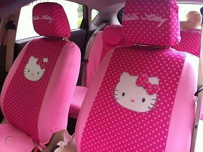 New Sanrio HOT PINK Hello Kitty Front Car Seat Covers Headrest Covers New Sanrio HOT PINK Hello Kitty Front Car Seat Covers Headrest Covers