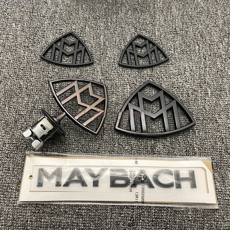 Gloss Black Maybach set Fender Side Rear Trunk Emblems Badge For Mercedes Benz S