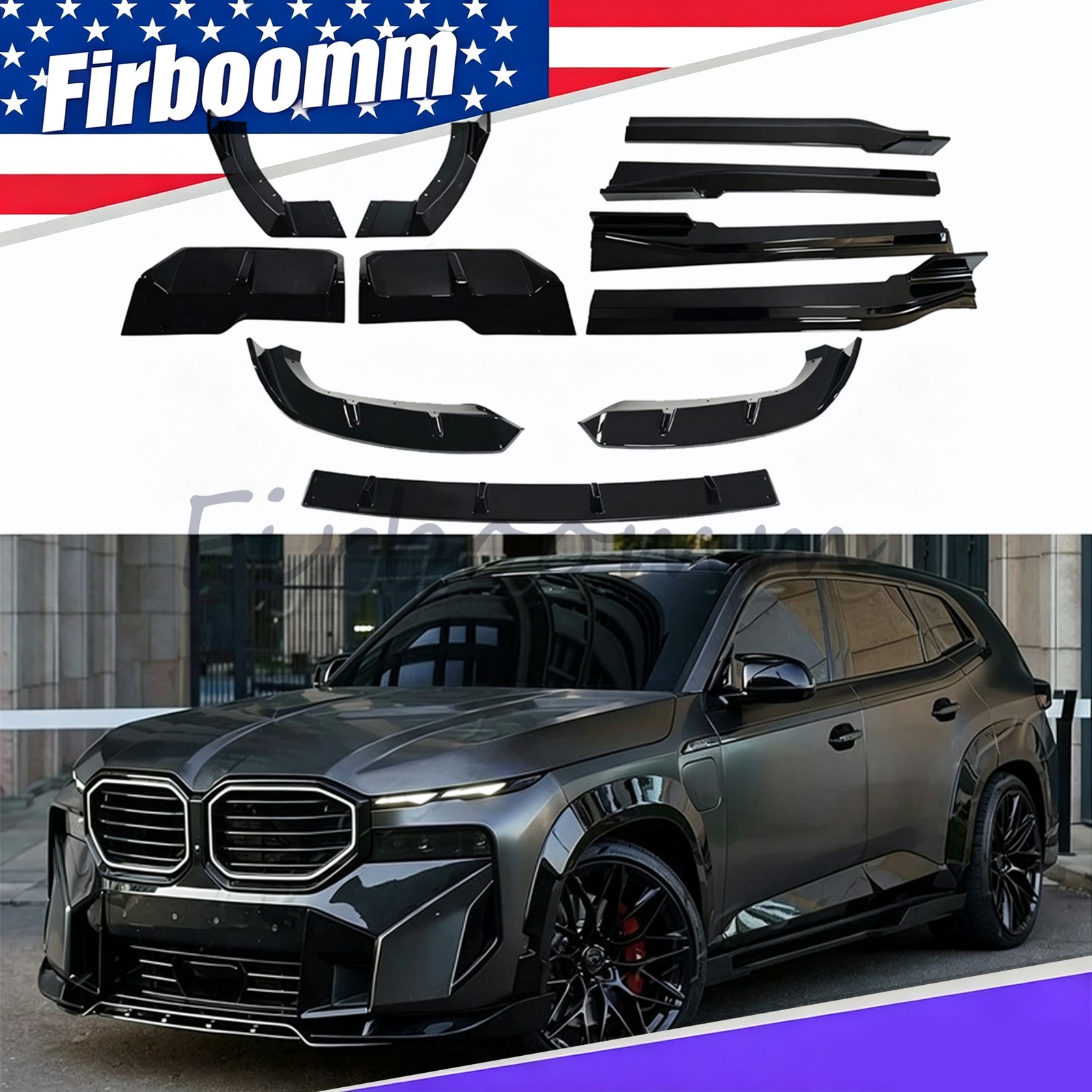 Gloss Black Fits BMW XM G09 2023-2026 Front and Rear Side lips Body Kit Spoiler
