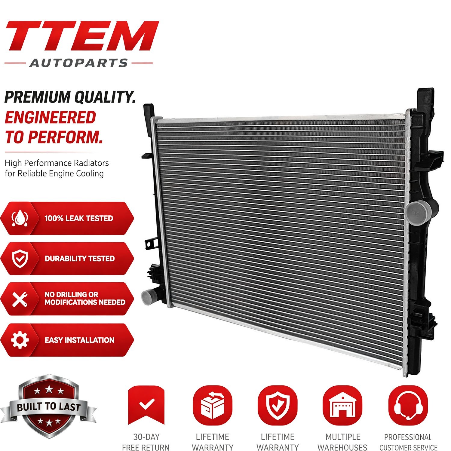 Aluminum Radiator For 2009-2016 2017 2018 2019 2020 Dodge Journey 2.4L 3.5L 3.6L