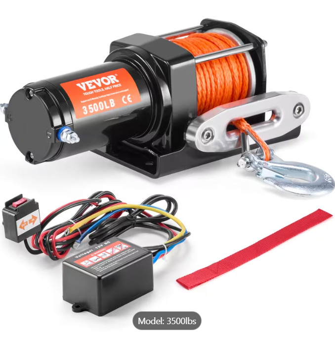 VEVOR Electric Winch ATV/UTV 3500 lbs Synthetic Rope Wired Control VEVOR Electric Winch ATV/UTV 3500 lbs Synthetic Rope Wired Control