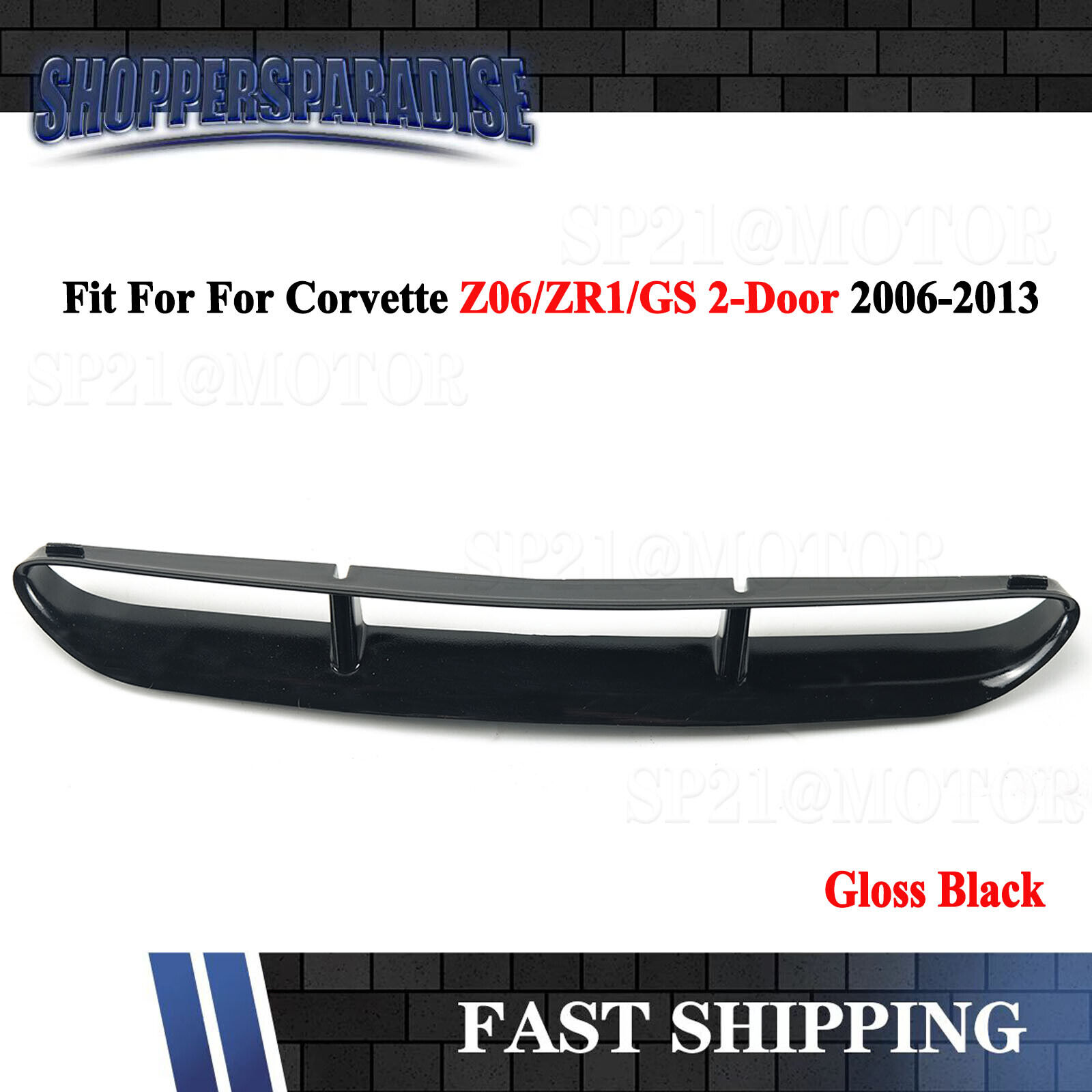 For Corvette C6 Z06 ZR1 GS 05-2013 Front Bumper Upper Trim Vent Hood Gloss Black