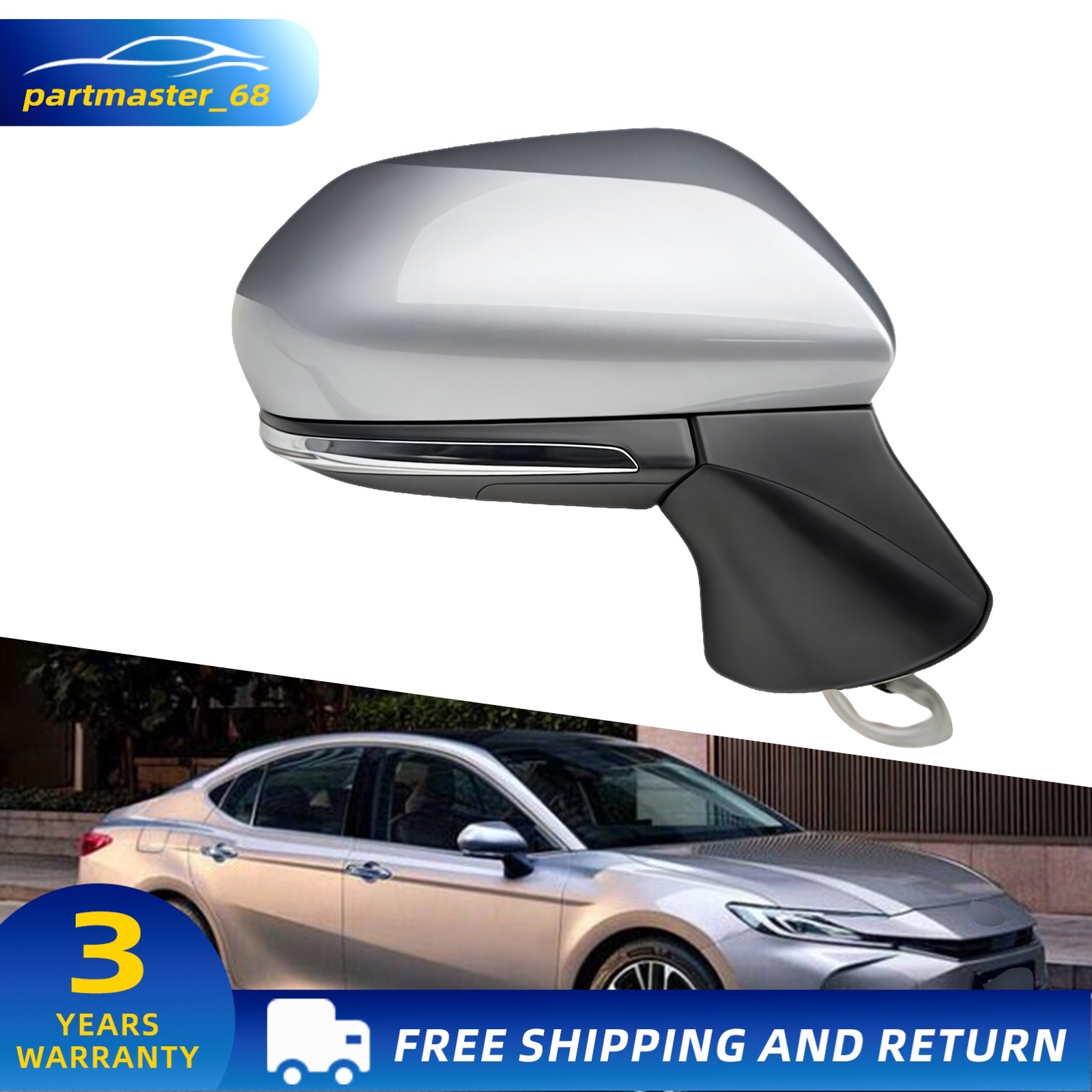 Passenger Side Door Mirror Heated w/ Signal w/ BSD 1J9 For 2018-24 TOYOTA CAMRY