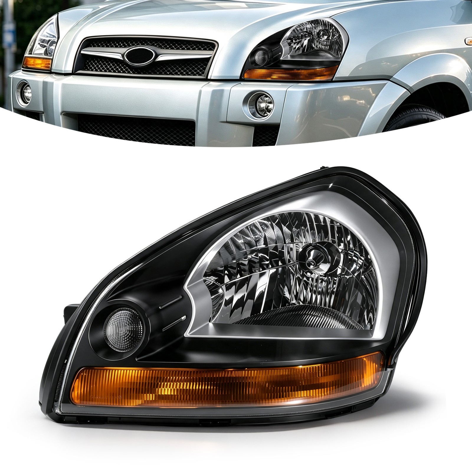 For 2005-2009 Hyundai Tucson Halogen Headlights Headlamp Driver Passenger Side