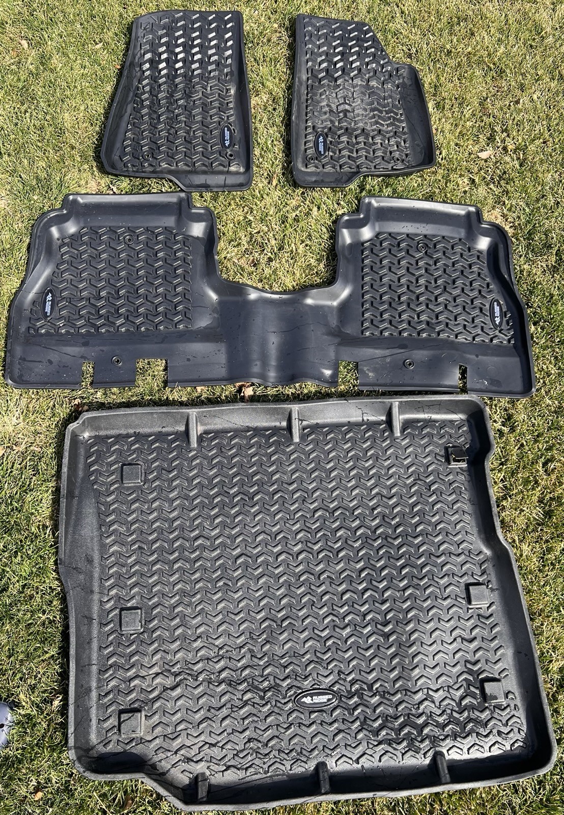 2020 Jeep Wrangler Rubicon Rugged Ridge All Terrain Floor Liners FULL SET 2020 Jeep Wrangler Rubicon Rugged Ridge All Terrain Floor Liners FULL SET