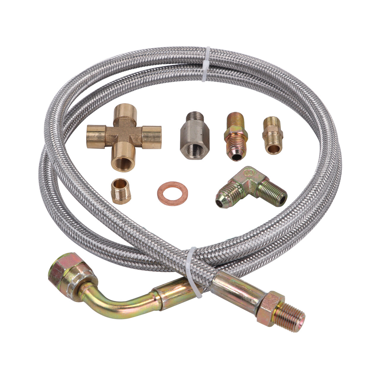 Turbo Oil Feed Line Kit 90° 1/8NPT 4AN 41 Inch For T3 T4 T04E T70 T60 GT45 GT35