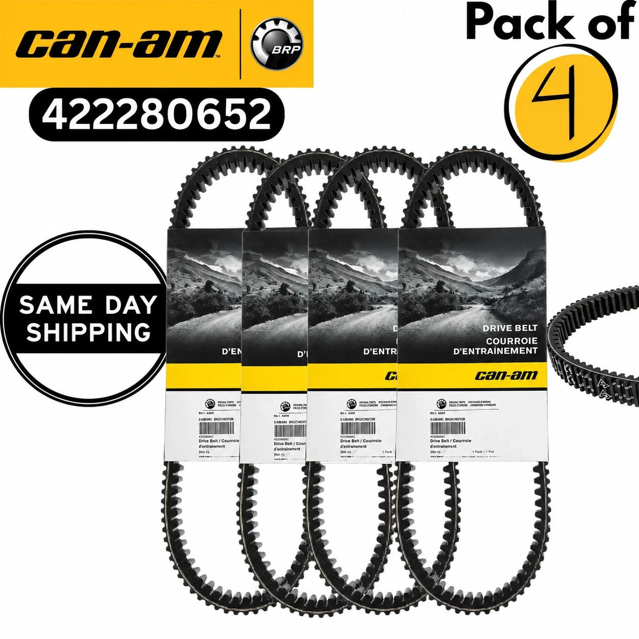 4 Pack Genuine Can-Am 422280652 OEM Clutch Drive Belts for Maverick X3 Turbo RR
