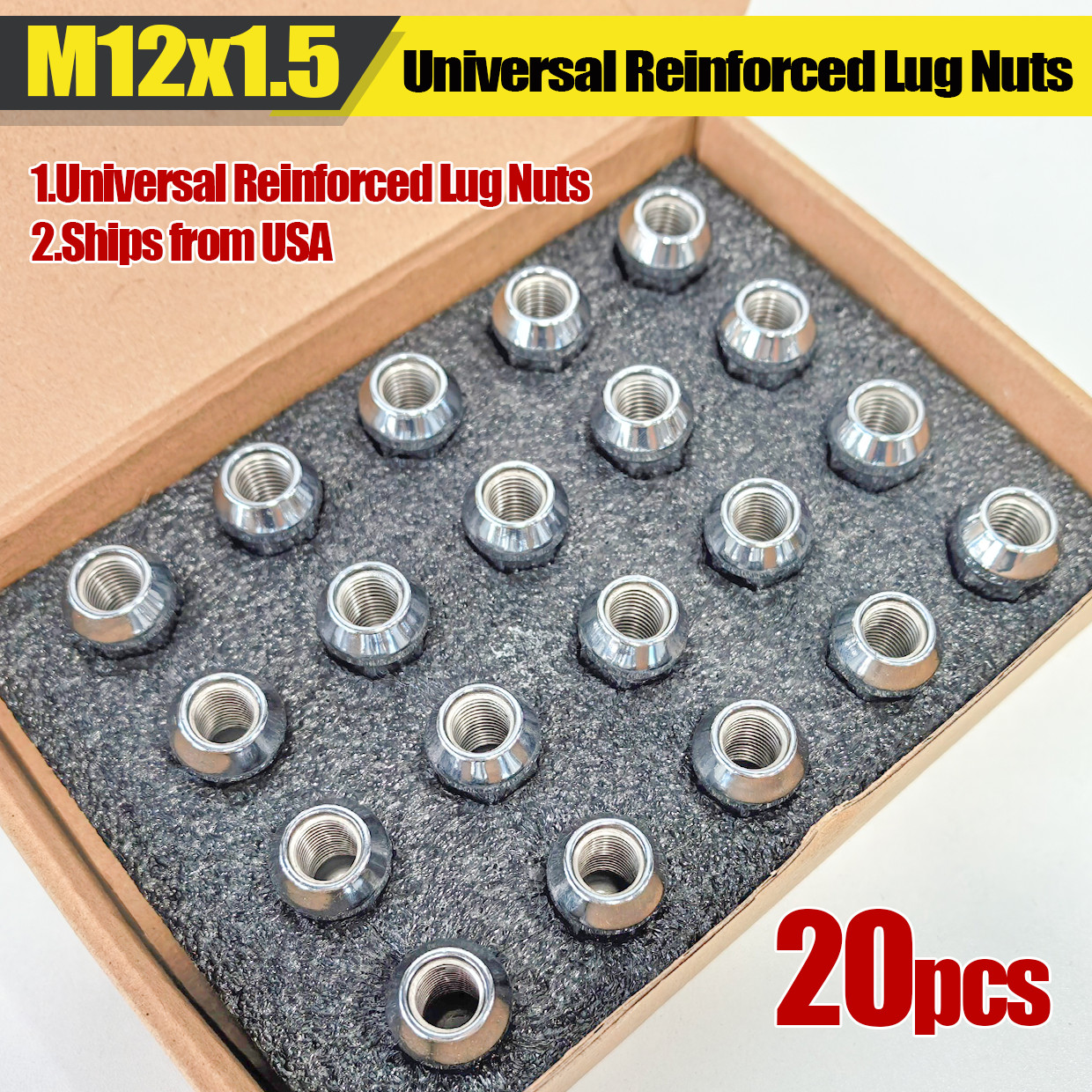 20 Chrome Bulge Acorn Lug Nuts 12x1.5 For Chevy Corvette Camaro S10 Firebird GTO