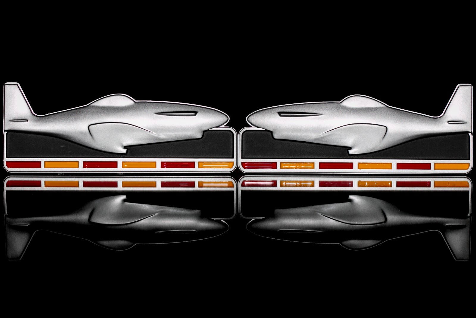 2x Mustang 5.0 Roush P-51 Style Jet Symbol Side Fender Emblem Badge Decal Logo
