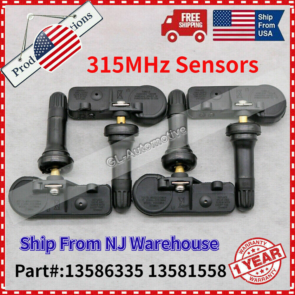 US STOCK (4PCS) TIRE PRESSURE SENSOR TPMS FOR GM CHEVY 315MHz SYSTEM 13586335 US STOCK (4PCS) TIRE PRESSURE SENSOR TPMS FOR GM CHEVY 315MHz SYSTEM 13586335