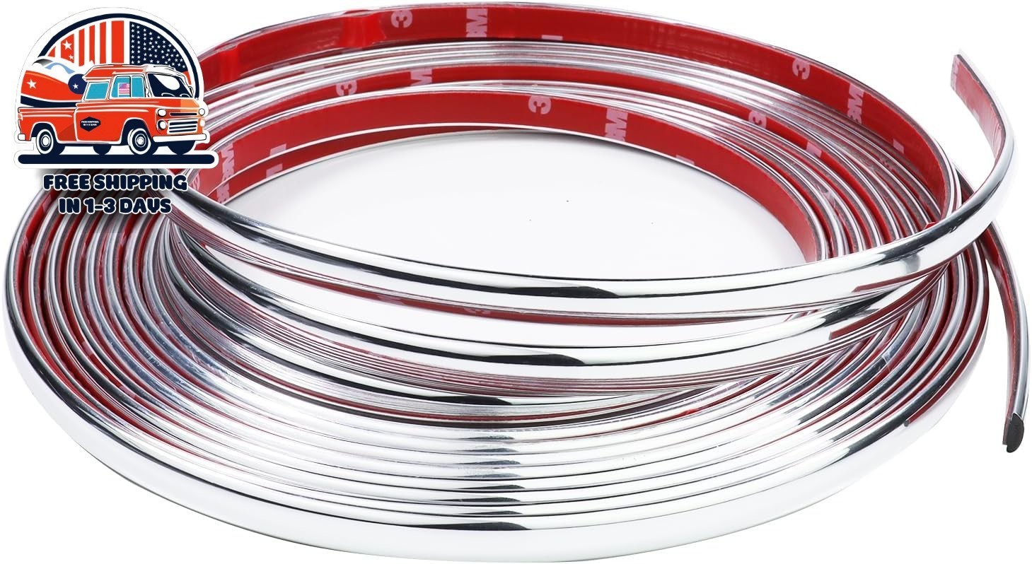 Moldura Cromada Adhesiva 25Ft 12mm Para Coche Resistente A Rayones US NUEVO Moldura Cromada Adhesiva 25Ft 12mm Para Coche Resistente A Rayones US NUEVO