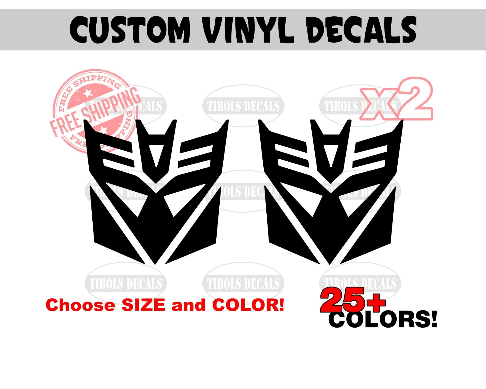 2x Transformers Decepticons Stickers Transformer Decepticon Vinyl Decal (1 Pair)