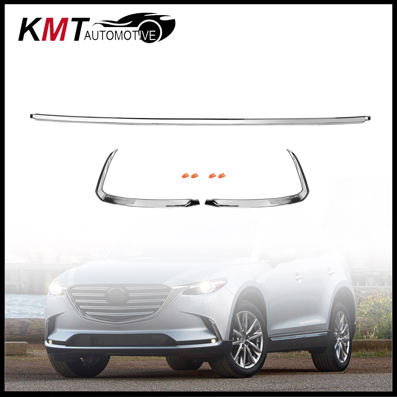 For 2016-2023 Mazda CX-9 Left & Center & Right Front Lower Bumper Trim Molding